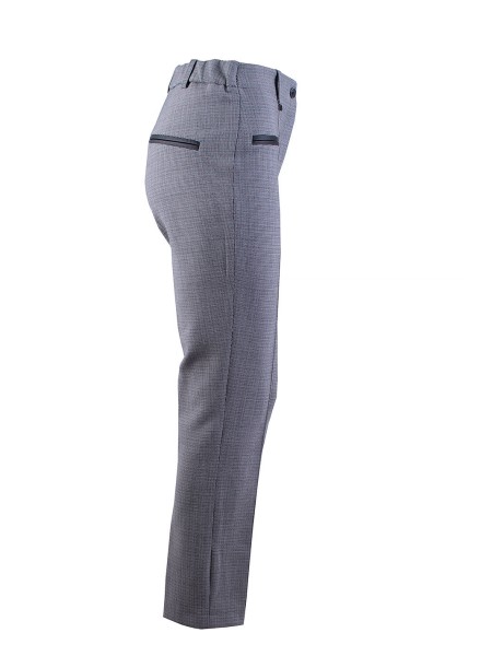 Women's Grey Trousers with Fine Pepita and Leather Details 24537 / 2025