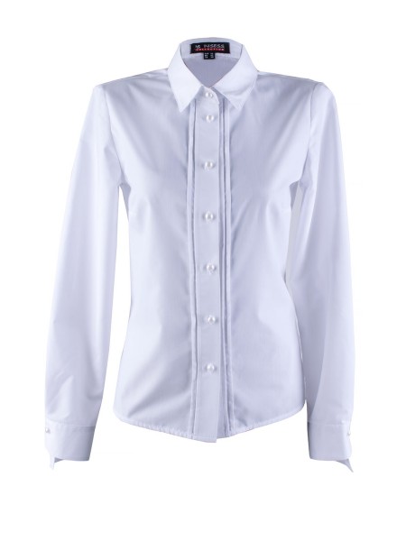 Elegant Women's White Shirt with Pearl Buttons 24501 / 2024