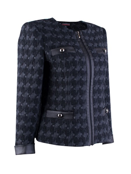 Black Women's Jacket with Anthracite and Leather Details 24536 / 2025