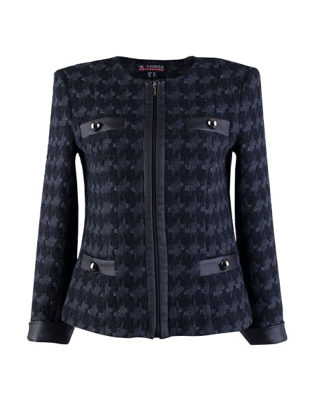 Black Women's Jacket with Anthracite and Leather Details 24536 / 2025