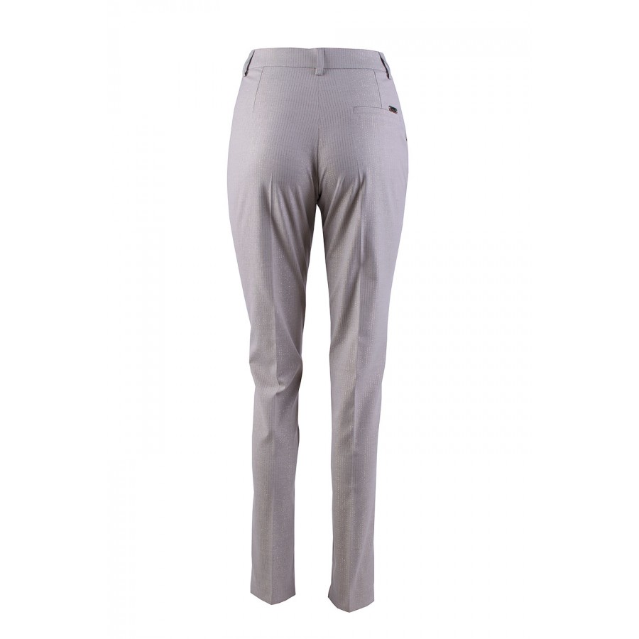 Pantaloni de damă bej cu Lamé discret 24512 / 2024