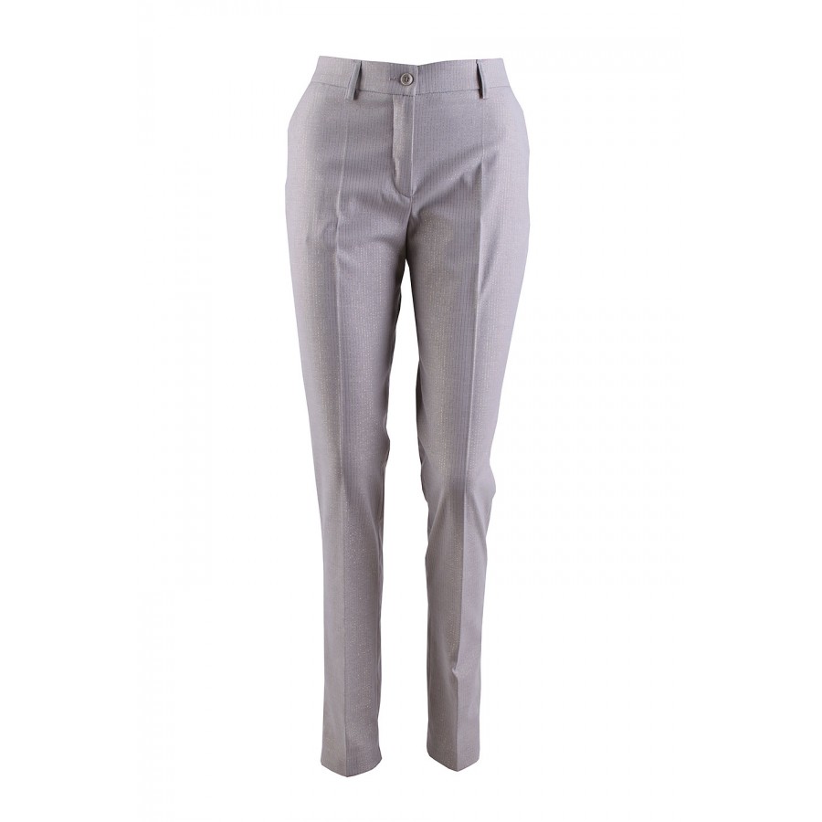 Pantaloni de damă bej cu Lamé discret 24512 / 2024