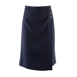 Black Elegant Skirt With Decorative Buttons and Trapezoidal Silhouette 24518 /2024