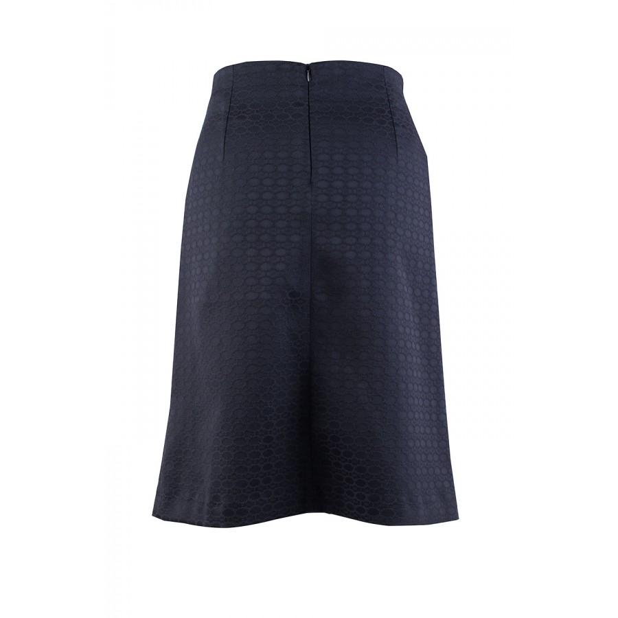 Black Elegant Skirt With Decorative Buttons and Trapezoidal Silhouette 24518 /2024