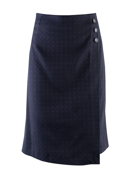 Black Elegant Skirt With Decorative Buttons and Trapezoidal Silhouette 24518 /2024