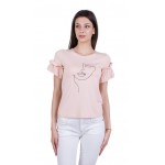 Kısa Kollu Kadın T-shirt B 21174 PEMBE / 2021