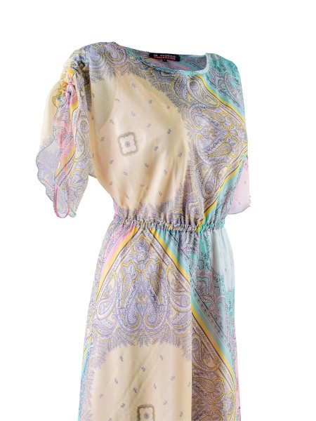 Разноцветна шифонена рокля с регулируеми ръкави 24152 / 2024