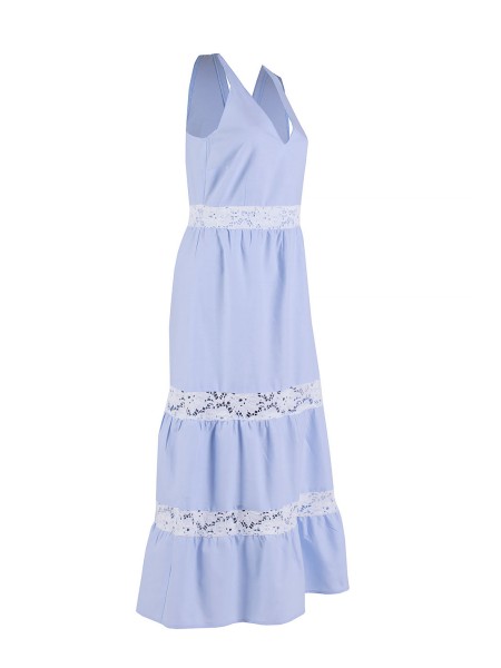 Лятна светло синя рокля с бяла дантела 24154 / 2024