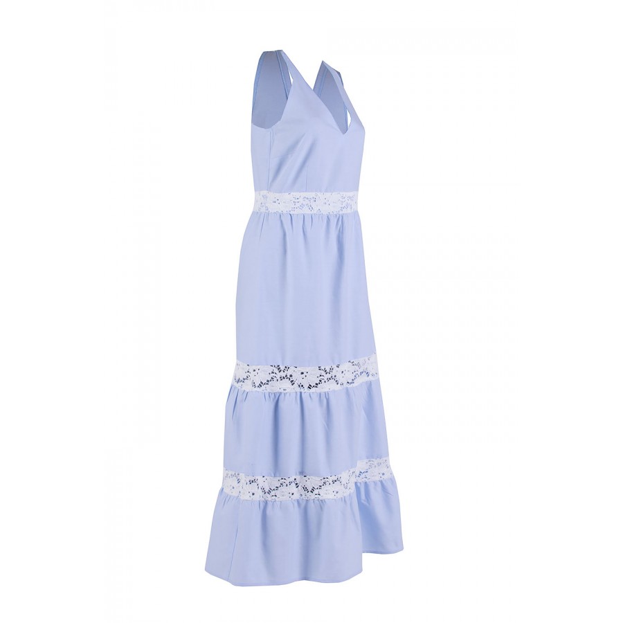 Summer light blue dress with white lace 24154 / 2024