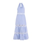 Summer light blue dress with white lace 24154 / 2024