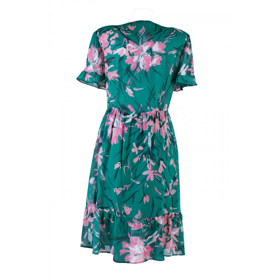 Airy Green Floral Dress with Ruffles 24162 / 2024