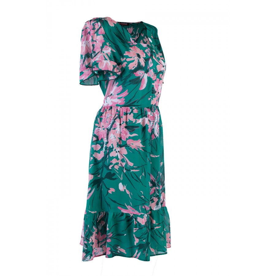 Airy Green Floral Dress with Ruffles 24162 / 2024