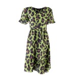 Rochie de damă galbenă - verde cu imprimeu leopard 24163 / 2024