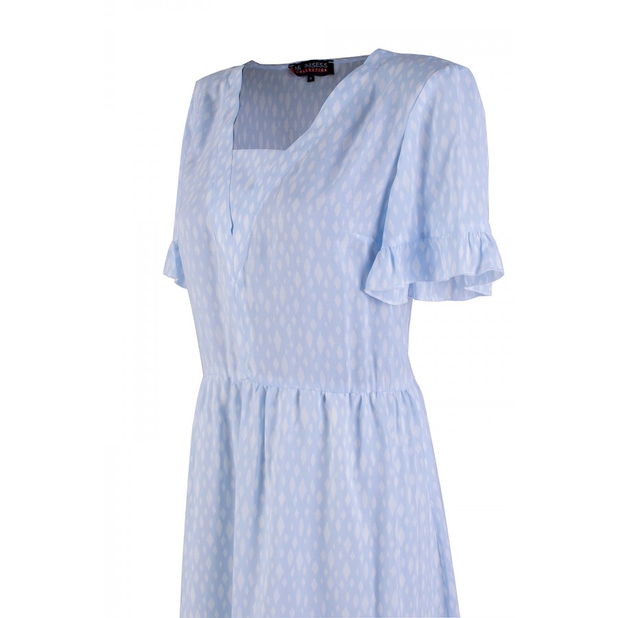 Light Blue Dress with White Diamonds and Ruffles 24164 / 2024