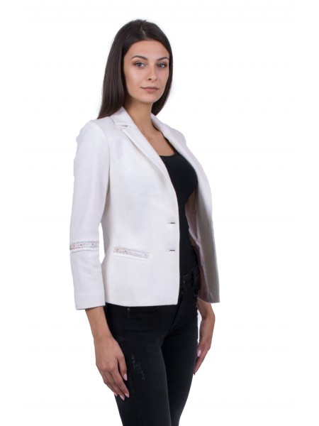 Women's Woolen Jacket White J 19519 / 2020