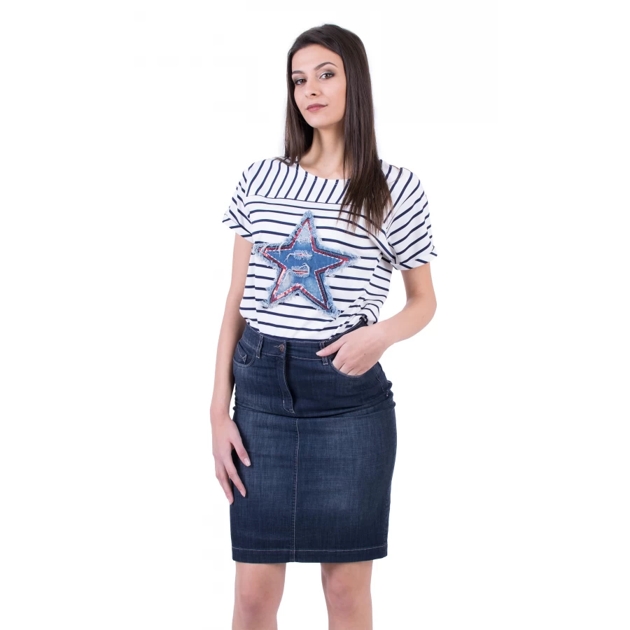Set de bluze pentru femei cu fustă din denim 19213 - 143 / 2019