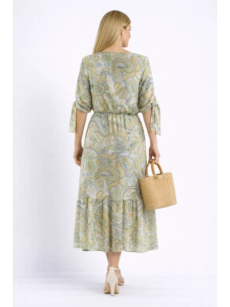 Дамска Рокля със Зелена Щампа 23145 / 2023 Дамска Рокля със Зелена Щампа 23145 / 2023