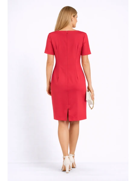 Елегантна Алено Червена Рокля с Подвижна Панделка 24130 RED / 2024 Елегантна Алено Червена Рокля с Подвижна Панделка 24130 RED / 2024